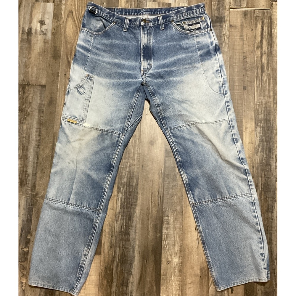 Diamond Gusset Defender Biker Denim Blue Jean 42x36 Made In USA